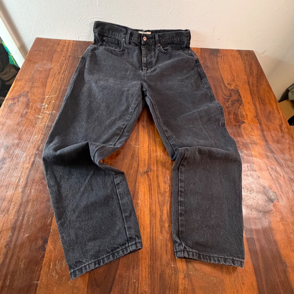 Free People We The Free Black Straight Leg Jeans High Rise 100% Cotton Size 32